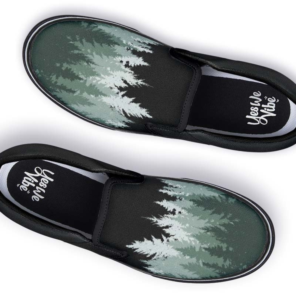 Yeswe Vibe Black and Green Men's Slip-On Loafers